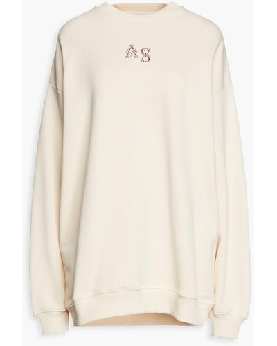 Acne Studios Embroidered French Cotton-terry Sweatshirt - Natural