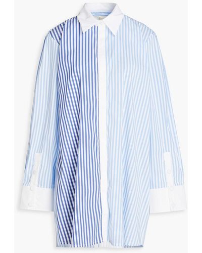 Sara Battaglia Striped Cotton-blend Poplin Shirt - Blue