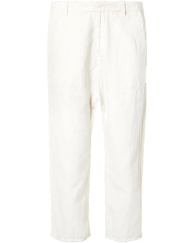 Nili Lotan Luna Cropped Cotton And Linen-blend Twill Pants - White