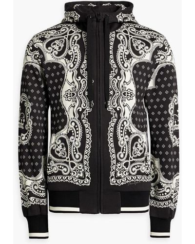 Dolce & Gabbana Paisley-print French Cotton-terry Zip-up Hoodie - Black