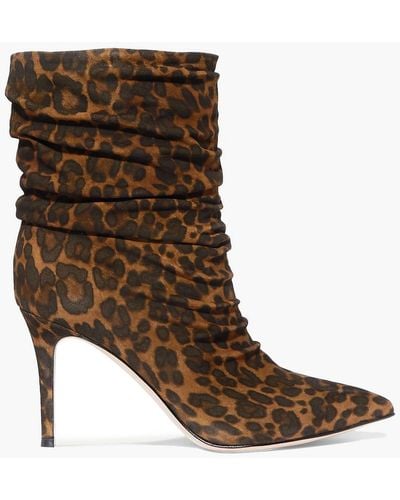 Gianvito Rossi Cecile 85 Leopard-print Suede Ankle Boots - Brown