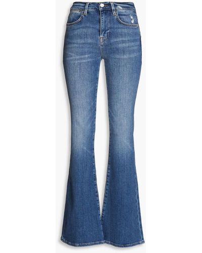 FRAME Le High Faded Mid-rise Flared Jeans - Blue