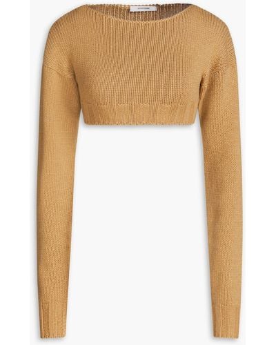 LE17SEPTEMBRE Cropped Knitted Sweater - White