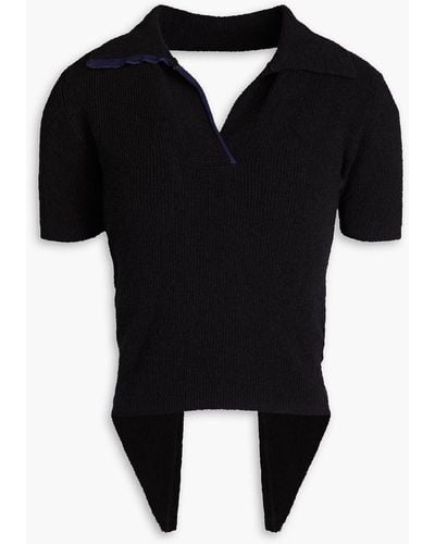 Jacquemus Bagnu Open-back Cotton-blend Terry Polo Shirt - Black