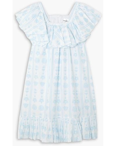SINDISO KHUMALO The Vanguard Ruffled Printed Cotton-poplin Mini Dress - Blue