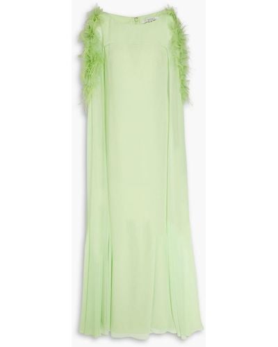 Badgley Mischka Cape-effect Embellished Georgette Gown - Green