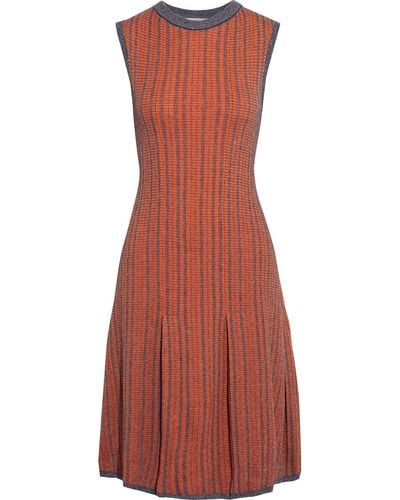 Victoria Beckham Pleated Wool And Cotton-blend Jacquard Dress - Red