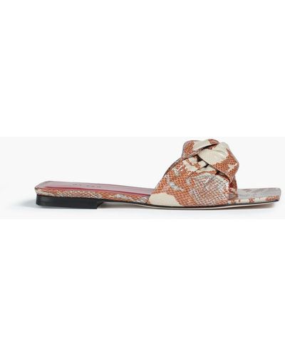 BY FAR Lima Twisted Snake-effect Leather Sandals - Natural