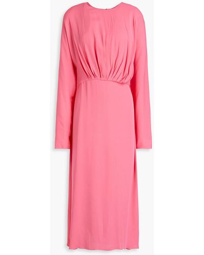 By Malene Birger Azolla Pleated Crepe Midi Dress - Pink