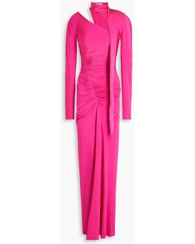 Victoria Beckham Cutout Ruched Satin-jersey Maxi Dress - Pink