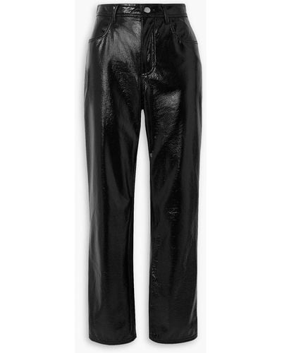 Philosophy Di Lorenzo Serafini Crinkled Faux Patent-leather Straight-leg Pants - Black