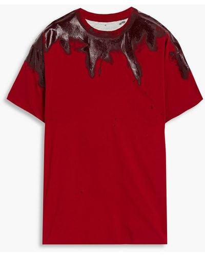 Maison Margiela T-shirt aus baumwoll-jersey mit applikationen - Rot
