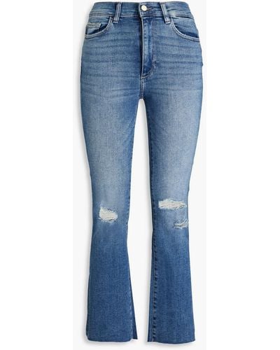 DL1961 Bridget Distressed High-rise Bootcut Jeans - Blue