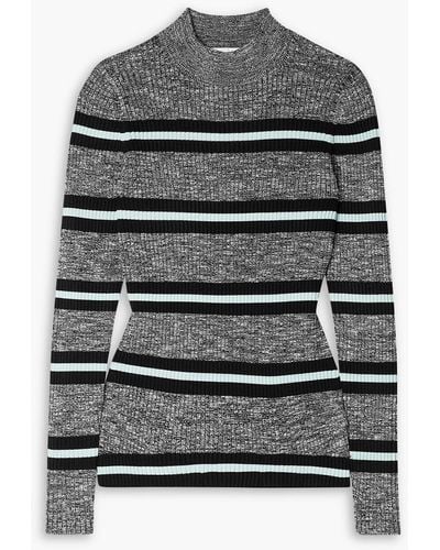 Proenza Schouler Striped Ribbed-knit Turtleneck Jumper - Grey
