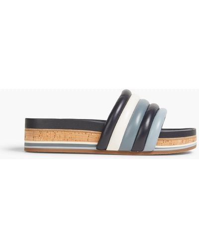 Tory Burch Quilted Leather Slides - Blue