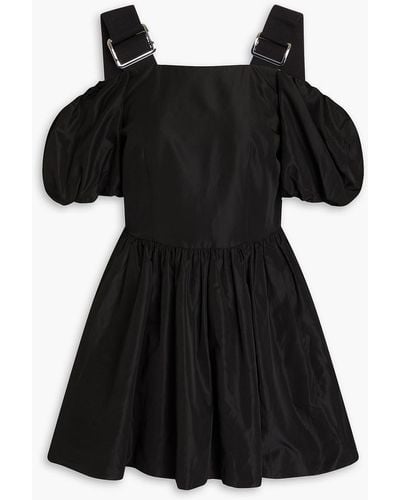 Simone Rocha Cold-shoulder Grosgrain-trimmed Taffeta Mini Dress - Black