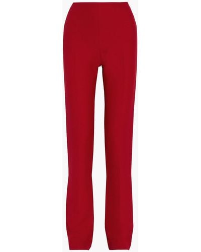 Valentino Garavani Silk And Wool-blend Crepe Straight-leg Pants - Red