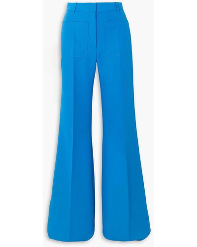 Victoria Beckham Alina Twill Flared Trousers - Blue