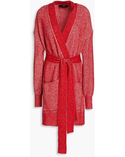 JOSEPH Luxe Ribbed Cotton, Wool And Cashmere-blend Cardigan - Red