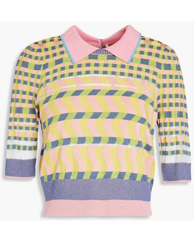 Diane von Furstenberg Jenny Jacquard-knit Polo Shirt - Pink