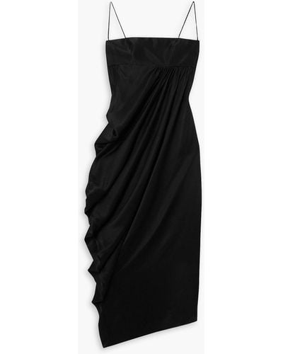 Lado Bokuchava Draped Satin Midi Dress - Black