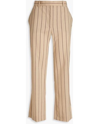 JOSEPH Talia Striped Wool-blend Twill Kick-flare Trousers - Natural