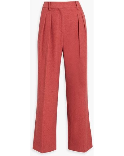 Loulou Studio Tabira Cotton-blend Tweed Wide-leg Pants - Red