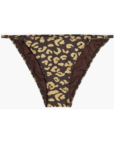 Solid & Striped The Lulu Leopard-jacquard Low-rise Bikini Briefs - Brown