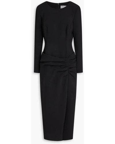 Carolina Herrera Ruched Crepe Midi Dress - Black