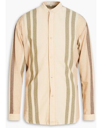 SMR Days Tulum Embroidered Striped Cotton-gauze Shirt - Natural