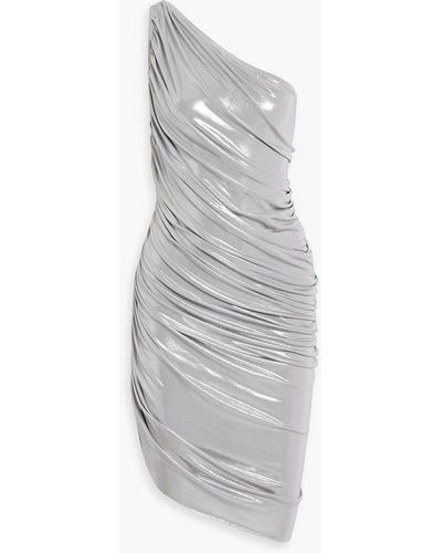 Norma Kamali Diana One-shoulder Ruched Lamé Dress - White