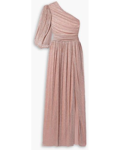 Costarellos One-shoulder Pleated Lamé Dress - Pink