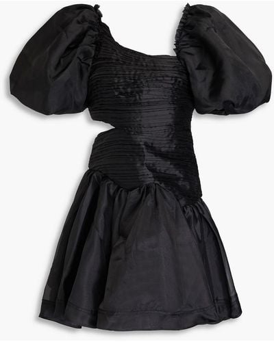 Aje. Joan Pleated Cutout Organza Mini Dress - Black
