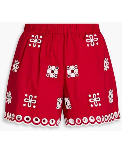 RED Valentino Broderie Anglaise Stretch-cotton Shorts - Red