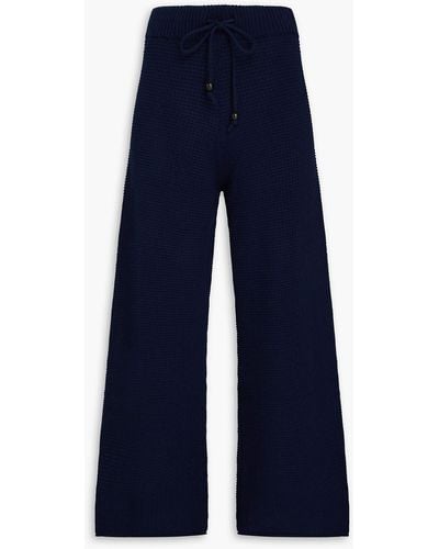 Onia Waffle-knit Cotton Wide-leg Trousers - Blue