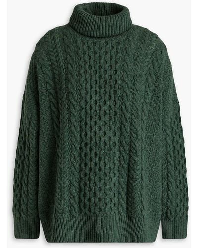 &Daughter Annis Cable-knit Wool Turtleneck Jumper - Green