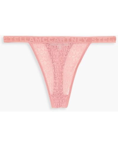 Stella McCartney Halbhohes höschen aus stretch-mesh mit stickereien - Pink
