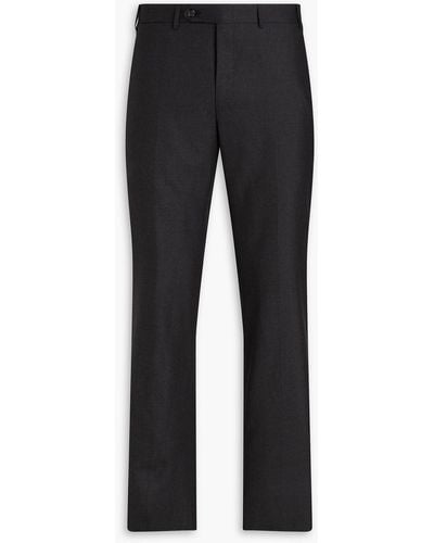 Canali Wool And Silk-blend Suit Trousers - Black