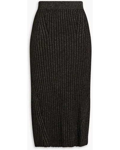 Zimmermann Metallic Ribbed-knit Midi Skirt - Black