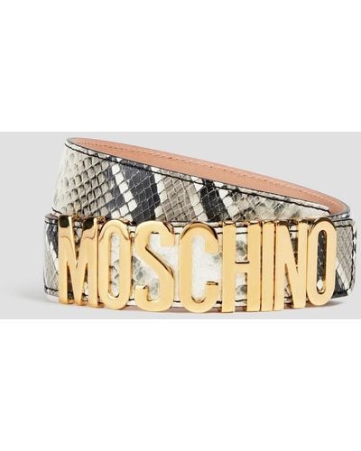 Moschino Snake-effect Leather Belt - Metallic