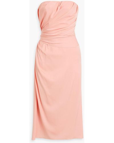 Dolce & Gabbana Strapless Draped Stretch-silk Midi Dress - Pink