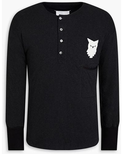 Maison Margiela Embroidered Cotton-jersey Henley T-shirt - Black