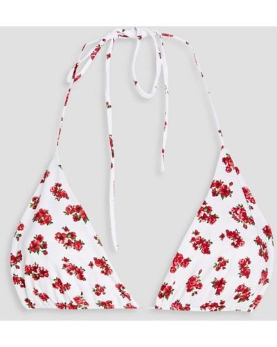 Magda Butrym Floral-print Bandeau Bikini Top - Red