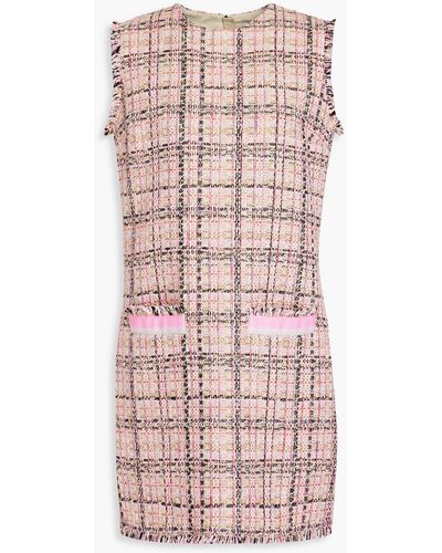 MSGM Frayed Cotton-blend Tweed Mini Dress - Pink