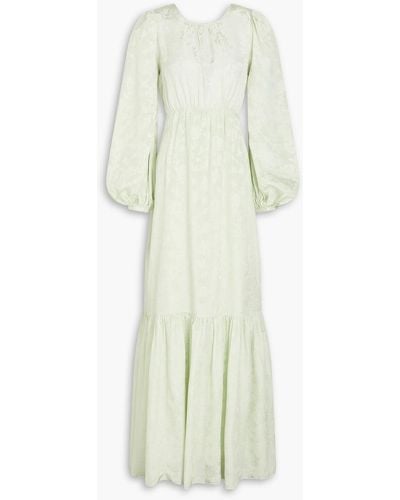 byTiMo Cutout Satin-jacquard Maxi Dress - White