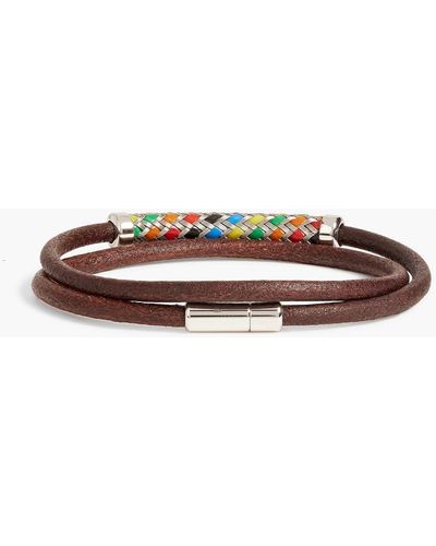 Tateossian Kaleidoscope Braided Pvc, Sterling Silver And Leather Bracelet - Brown