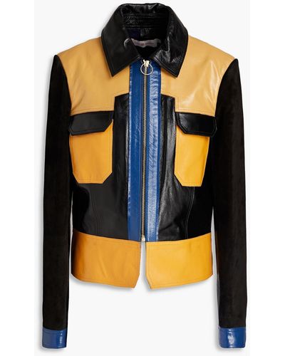 Tory Burch Tristan Color-block Leather Jacket - Yellow