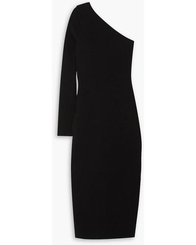Victoria Beckham Vb Body One-shoulder Stretch-knit Midi Dress - Black
