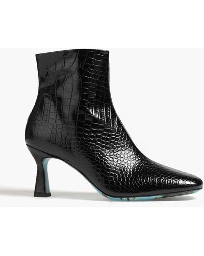 Paul Smith Croc-effect Leather Ankle Boots - Black