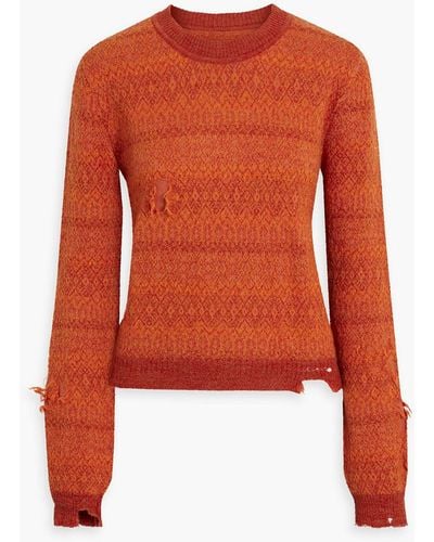 Maison Margiela Distressed Jacquard-knit Wool Sweater - Orange